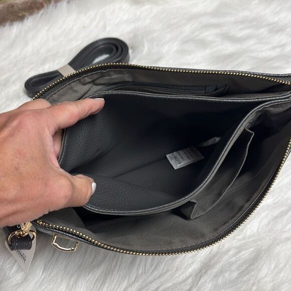 Gray Zipper Clutch Crossbody Bag NEW - Picture 4 of 6